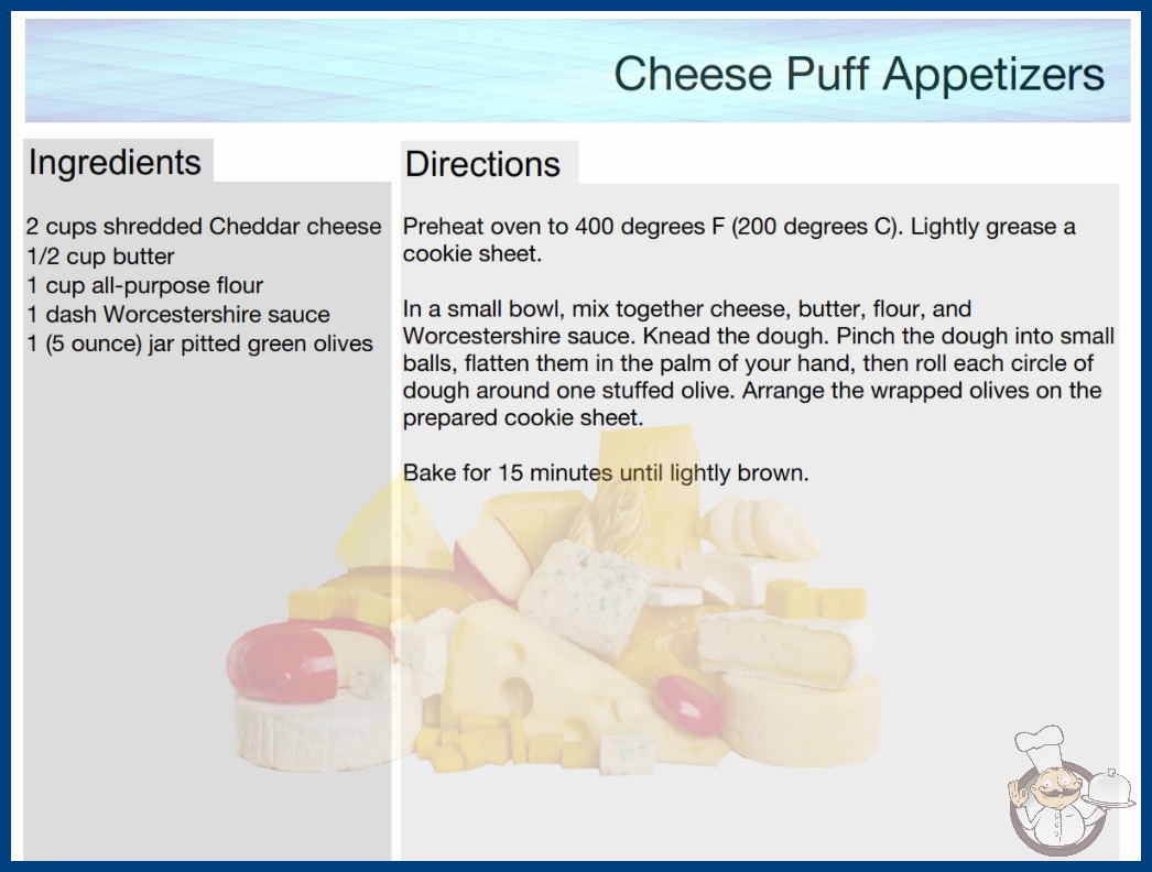 Cheese Puff Appetizers Recipe