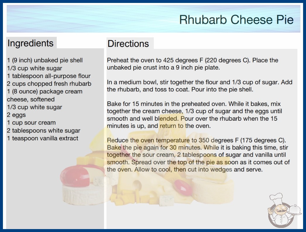 Rhubarb Cheese Pie Recipe