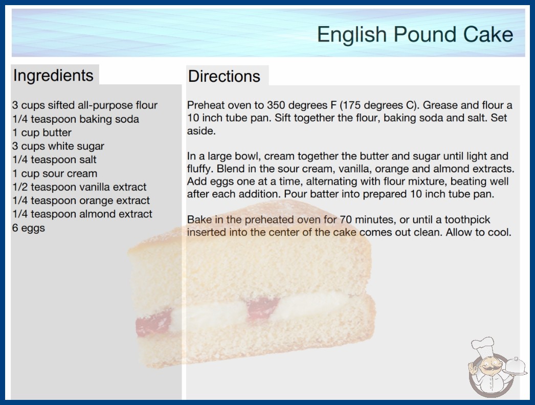 English Pound Cake Recipe