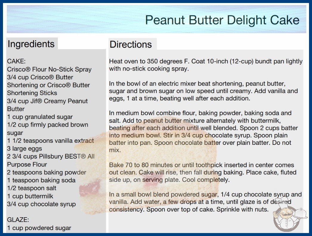 Peanut Butter Delight Cake Recipe