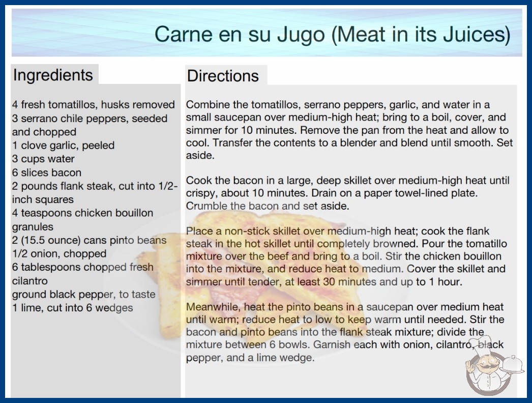 Carne en su Jugo (Meat in it's Juices) Recipe