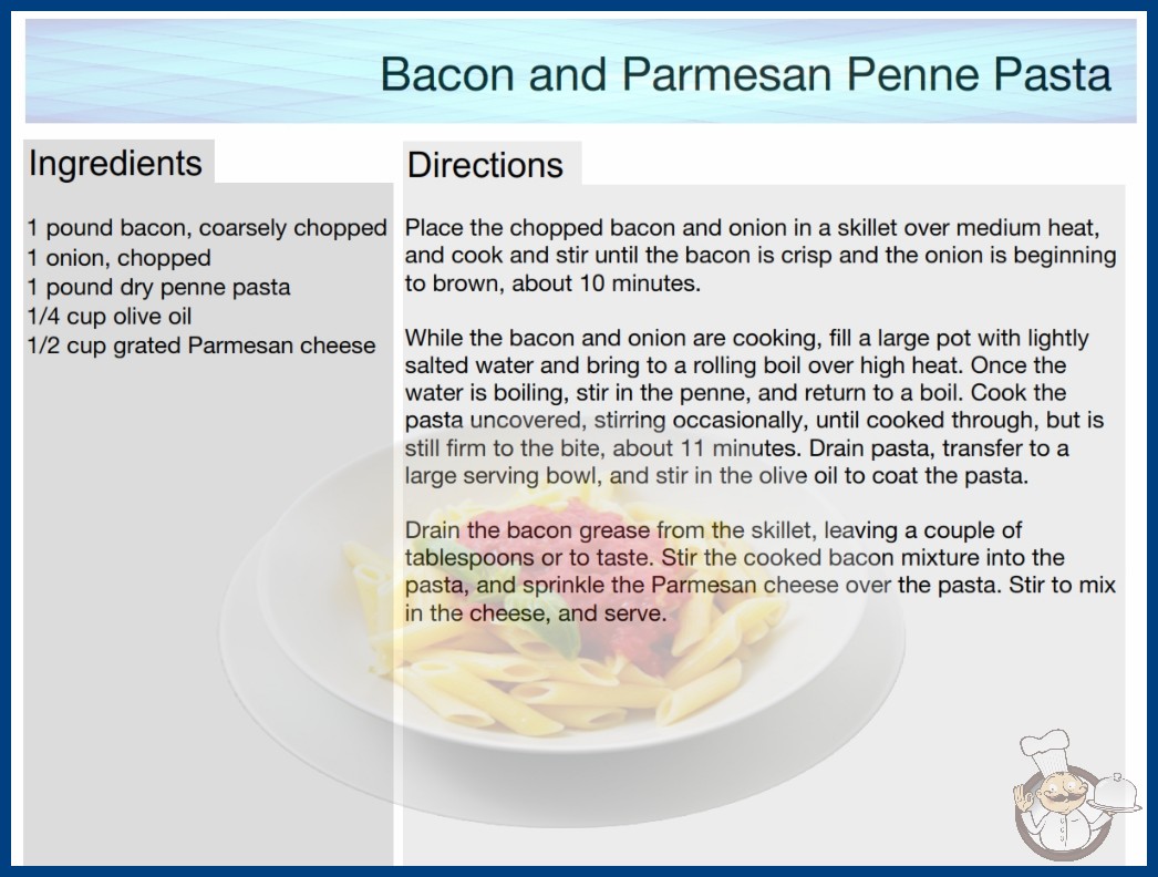 Bacon and Parmesan Penne Pasta Recipe