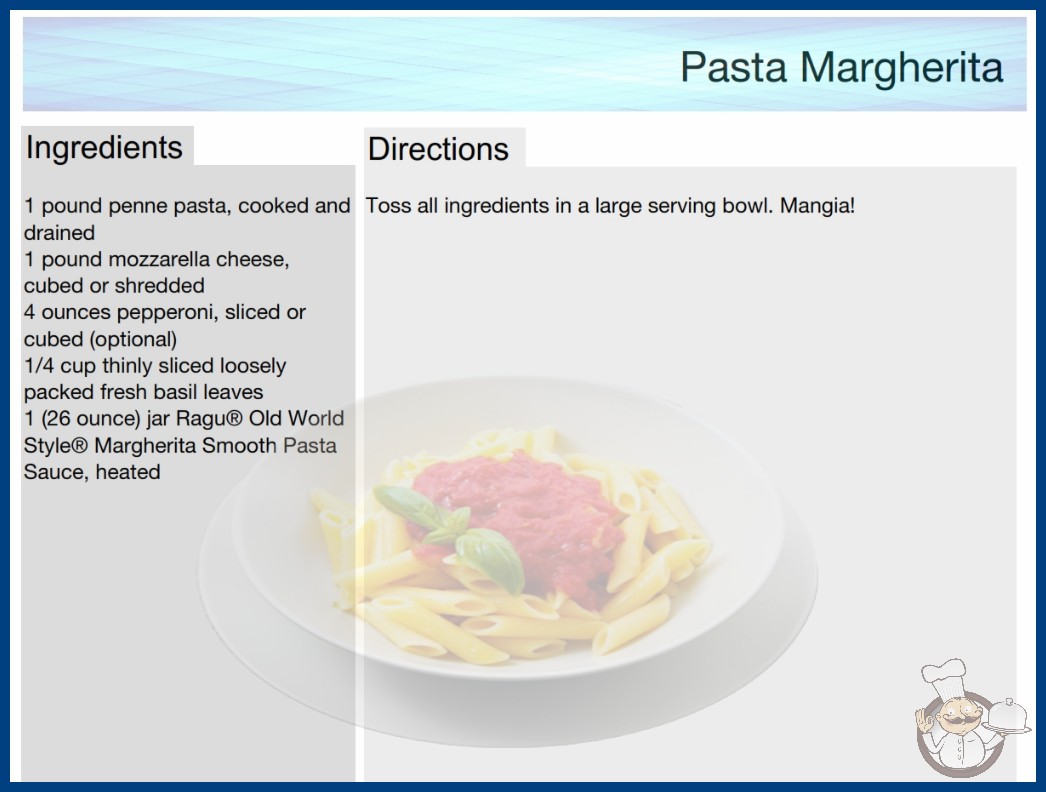 pasta margherita recipe