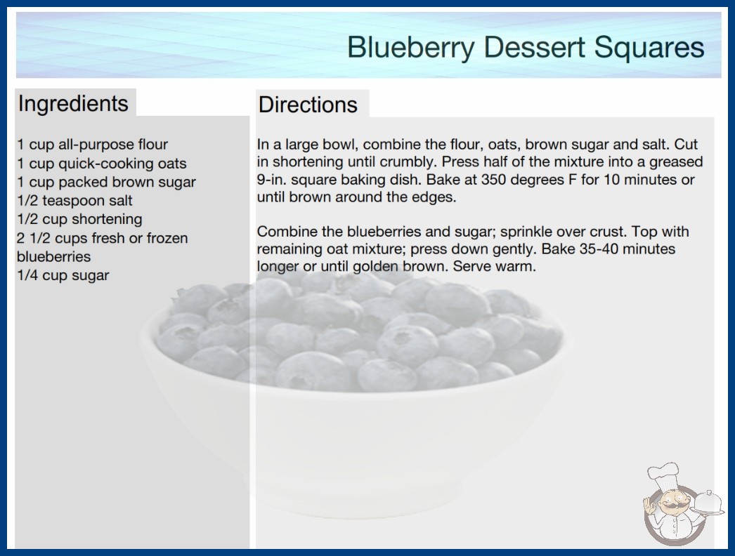 Blueberry Dessert Squares Recipe