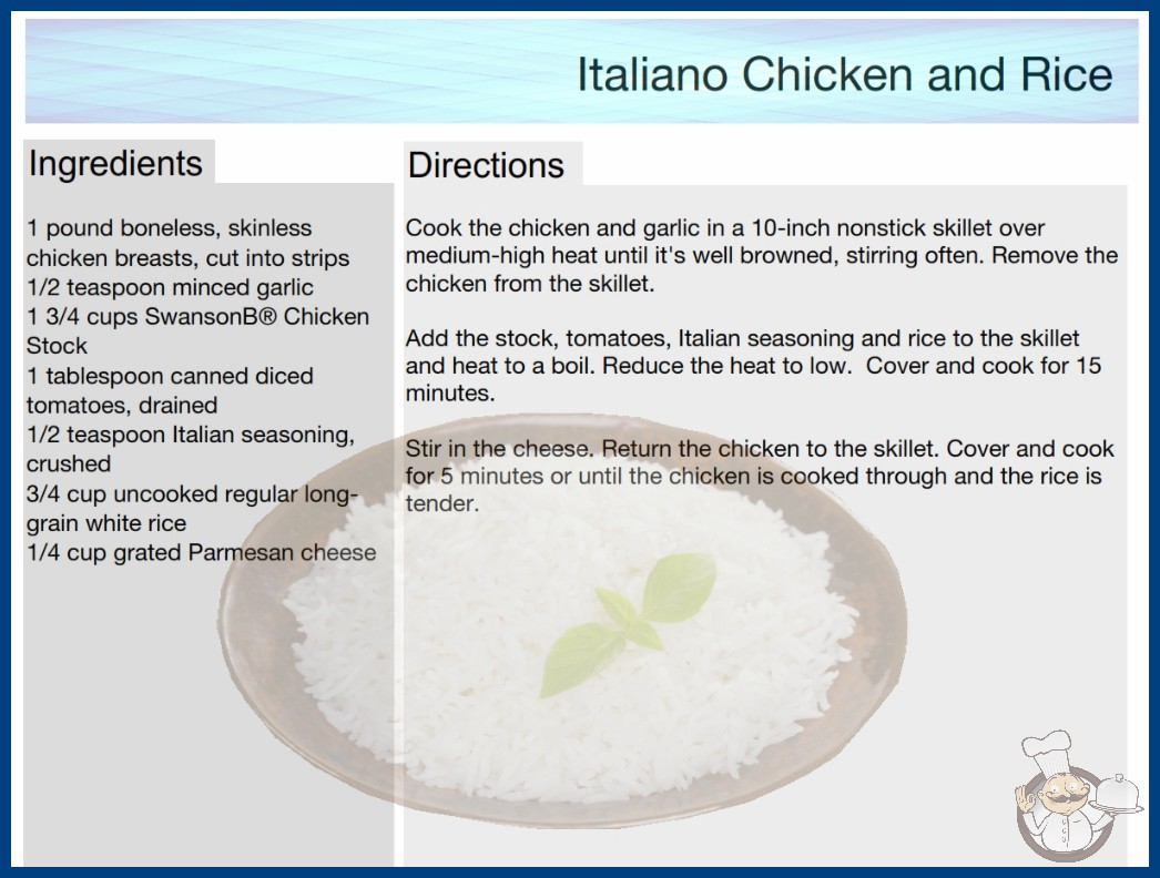 Italiano Chicken and Rice Recipe